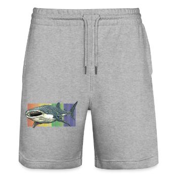 Whale Shark Rhincodon typus - Stanley/Stella Trainer Unisex Organic Jogging Shorts - heather grey - Front - Nik (191cm) & Marisol (170cm)