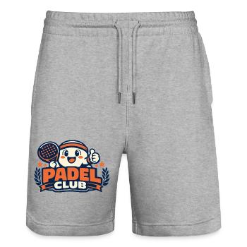 Padel Club Comic Mascot - Stanley/Stella Trainer Unisex Organic Jogging Shorts - heather grey - Front - Nik (191cm) & Marisol (170cm)