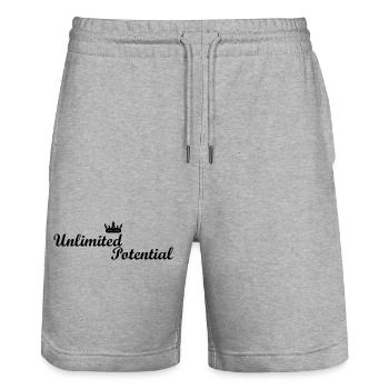 Unlimited_Potential_Crown_Black - Stanley/Stella Unisex Bio Joggingshorts Trainer  - Grau meliert - Vorne - Nik (191cm) & Marisol (170cm)