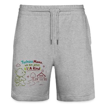 Kita-Kind Abschiedsgruß - Stanley/Stella Unisex Bio Joggingshorts Trainer  - Grau meliert - Vorne - Nik (191cm) & Marisol (170cm)