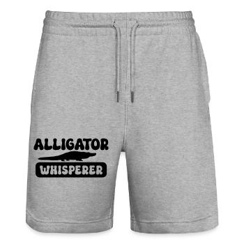 Alligator Whisperer – Lustiges Reptilien Design - Stanley/Stella Unisex Bio Joggingshorts Trainer  - Grau meliert - Vorne - Nik (191cm) & Marisol (170cm)