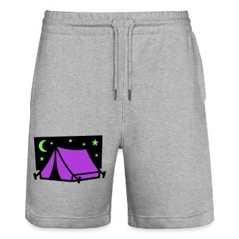 Camping Tent Star Graphic - Stanley/Stella Trainer Unisex Organic Jogging Shorts - heather grey - Front - Nik (191cm) & Marisol (170cm)