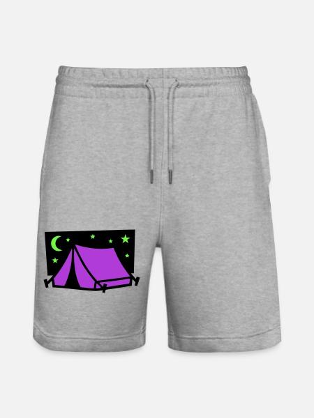 Camping Tent Star Graphic - Stanley/Stella Trainer Unisex Organic Jogging Shorts - heather grey