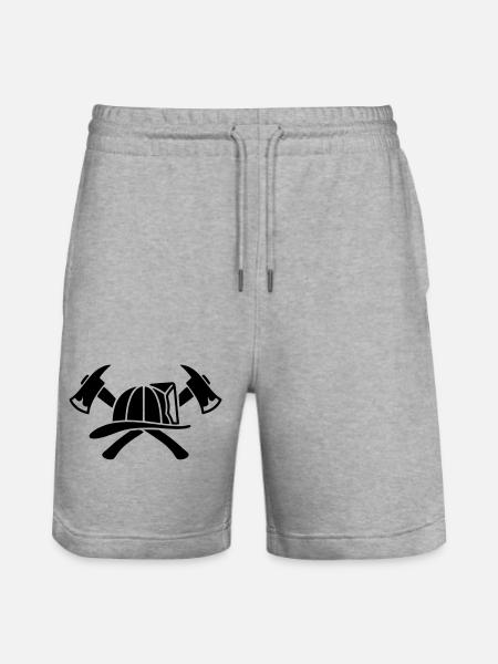 Firefighter Helmet Aexte Silhouette - Stanley/Stella Trainer Unisex Organic Jogging Shorts - heather grey