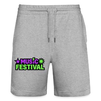 Music Festival Lettering Graphic - Stanley/Stella Trainer Unisex Organic Jogging Shorts - heather grey - Front - Nik (191cm) & Marisol (170cm)