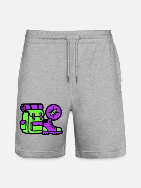 Hiking Backpack Compass Graphic - Stanley/Stella Trainer Unisex Organic Jogging Shorts - heather grey