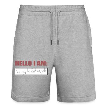 Hello I am - Stanley/Stella Unisex Bio Joggingshorts Trainer  - Grau meliert - Vorne - Nik (191cm) & Marisol (170cm)