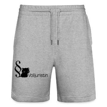 Jura Katze Volljuristin - Stanley/Stella Unisex Bio Joggingshorts Trainer  - Grau meliert - Vorne - Nik (191cm) & Marisol (170cm)