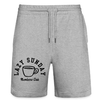 Lazy Sunday Members Club Coffee Lovers Edition - Stanley/Stella Trainer Unisex Organic Jogging Shorts - heather grey - Front - Nik (191cm) & Marisol (170cm)