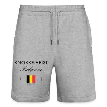 Le braquage de Knokke Belgique coordonne le souvenir de voyage - Short de jogging bio TRAINER Stanley/Stella unisexe - gris chiné - Devant - Nik (191cm) & Marisol (170cm)