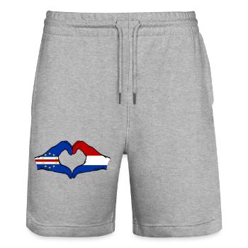 Kap Verde Holland Flagge Hände Herzform - Stanley/Stella Unisex Bio Joggingshorts Trainer  - Grau meliert - Vorne - Nik (191cm) & Marisol (170cm)