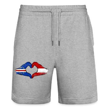 Kap Verde Österreich Flagge Hände Herzform used - Stanley/Stella Unisex Bio Joggingshorts Trainer  - Grau meliert - Vorne - Nik (191cm) & Marisol (170cm)