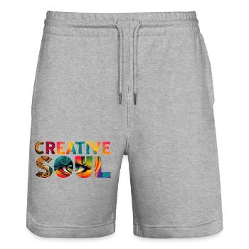 Creative Soul Colorful Artist Saying - Stanley/Stella Trainer Unisex Organic Jogging Shorts - heather grey - Front - Nik (191cm) & Marisol (170cm)
