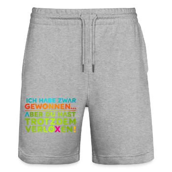 Gewonnen-Verloren  - Stanley/Stella Unisex Bio Joggingshorts Trainer  - Grau meliert - Vorne - Nik (191cm) & Marisol (170cm)