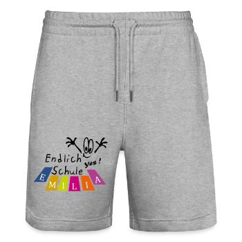 endlich Schule Emilia - Stanley/Stella Unisex Bio Joggingshorts Trainer  - Grau meliert - Vorne - Nik (191cm) & Marisol (170cm)