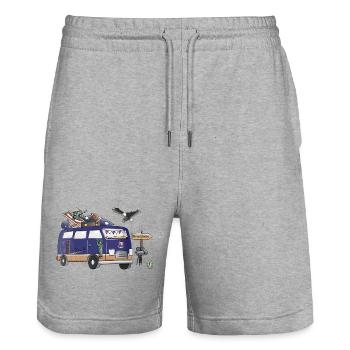 USA Camper Motiv Vanlife Camping Urlaub - Stanley/Stella Unisex Bio Joggingshorts Trainer  - Grau meliert - Vorne - Nik (191cm) & Marisol (170cm)