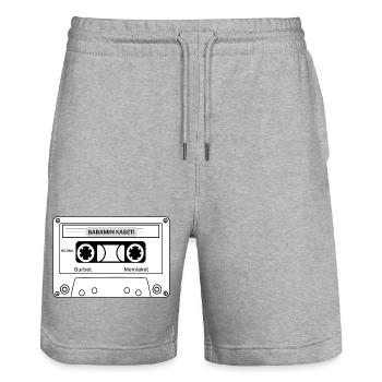 BABAMIN KASETİ | DeutschTürk Streetwear - Stanley/Stella Unisex Bio Joggingshorts Trainer  - Grau meliert - Vorne - Nik (191cm) & Marisol (170cm)