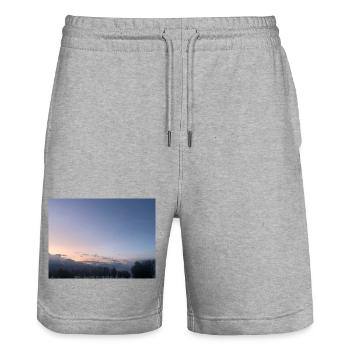 Sortilège du crépuscule dans la forêt - Short de jogging bio TRAINER Stanley/Stella unisexe - gris chiné - Devant - Nik (191cm) & Marisol (170cm)