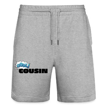 Schriftzug Cool Cousin für den coolen Cousin - Stanley/Stella Unisex Bio Joggingshorts Trainer  - Grau meliert - Vorne - Nik (191cm) & Marisol (170cm)