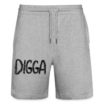 DIGGA - Stanley/Stella Unisex Bio Joggingshorts Trainer  - Grau meliert - Vorne - Nik (191cm) & Marisol (170cm)