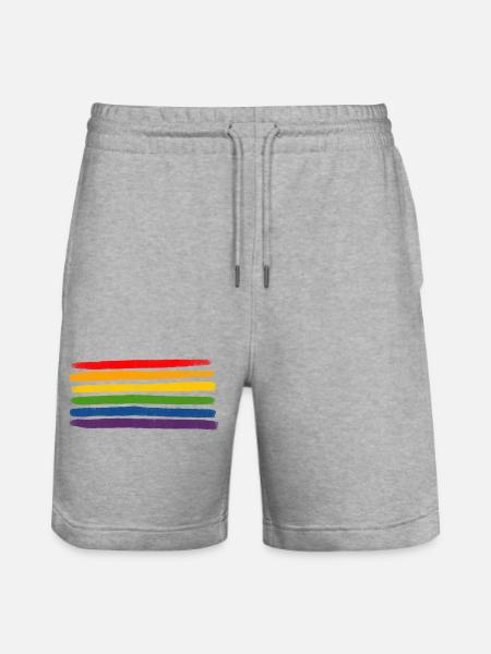 Rainbow Stripes LGBTQIA+- - Stanley/Stella Trainer Unisex Organic Jogging Shorts - heather grey