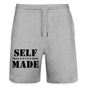 Self-Made Stencil Stars Success Motivation - Short de jogging bio TRAINER Stanley/Stella unisexe - gris chiné - Devant - Nik (191cm) & Marisol (170cm)
