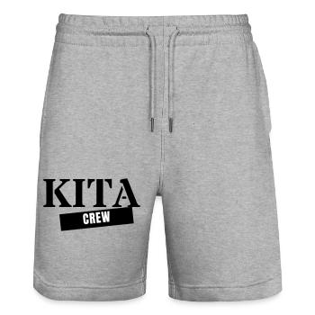 Kita Crew - Don pour l’éducatrice d’équipe de maternelle - Short de jogging bio TRAINER Stanley/Stella unisexe - gris chiné - Devant - Nik (191cm) & Marisol (170cm)