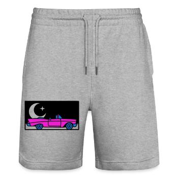 Graphisme décapotable rétro des années 80 - Short de jogging bio TRAINER Stanley/Stella unisexe - gris chiné - Devant - Nik (191cm) & Marisol (170cm)