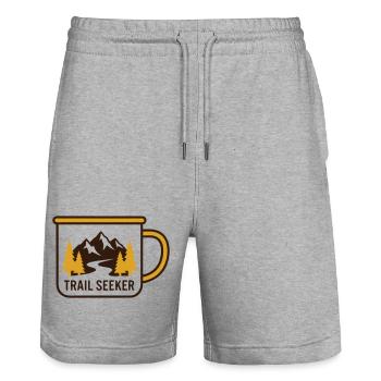Berge Tasse Wander Logo - Stanley/Stella Unisex Bio Joggingshorts Trainer  - Grau meliert - Vorne - Nik (191cm) & Marisol (170cm)