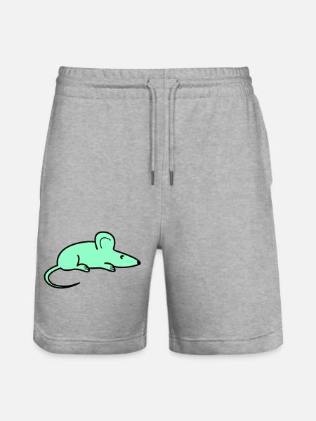 Mint Mouse Silhouette - Stanley/Stella Trainer Unisex Organic Jogging Shorts - heather grey