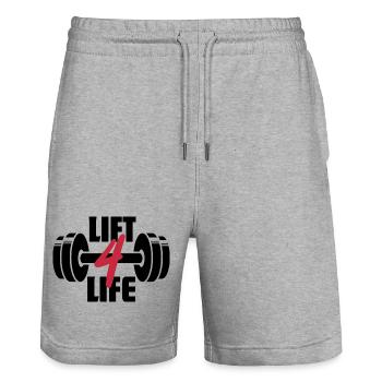 Lift 4 Life Barbell Gewichtheber-Gym-Workout - Stanley/Stella Unisex Bio Joggingshorts Trainer  - Grau meliert - Vorne - Nik (191cm) & Marisol (170cm)