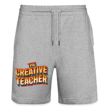 Kreative Lehrerin Teacher Bunt Geschenk - Stanley/Stella Unisex Bio Joggingshorts Trainer  - Grau meliert - Vorne - Nik (191cm) & Marisol (170cm)