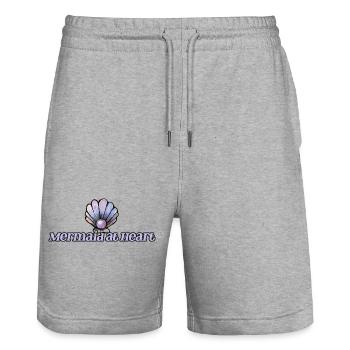 Sirène au cœur Emblème de la Coquille - Short de jogging bio TRAINER Stanley/Stella unisexe - gris chiné - Devant - Nik (191cm) & Marisol (170cm)