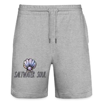 Salzwasser-Seelenmuschel-Kunst - Stanley/Stella Unisex Bio Joggingshorts Trainer  - Grau meliert - Vorne - Nik (191cm) & Marisol (170cm)