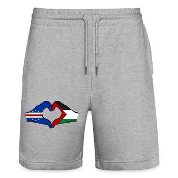Kap Verde Palaestina Flagge Hände Herzform - Stanley/Stella Unisex Bio Joggingshorts Trainer  - Grau meliert - Vorne - Nik (191cm) & Marisol (170cm)