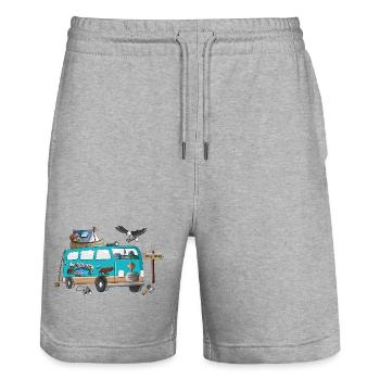 Outdoor Stay Wild Camper Motiv Vanlife Camping - Stanley/Stella Unisex Bio Joggingshorts Trainer  - Grau meliert - Vorne - Nik (191cm) & Marisol (170cm)