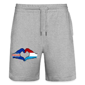 Drapeau du Luxembourg du Cap-Vert Mains en forme de cœur - Short de jogging bio TRAINER Stanley/Stella unisexe - gris chiné - Devant - Nik (191cm) & Marisol (170cm)