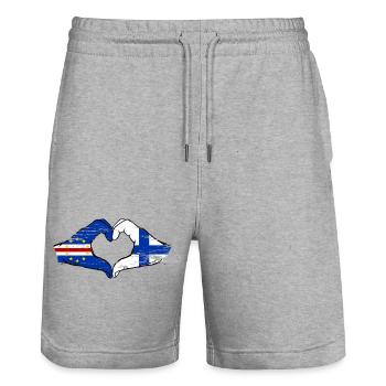 Kap Verde Finnland Flagge Hände Herzform used - Stanley/Stella Unisex Bio Joggingshorts Trainer  - Grau meliert - Vorne - Nik (191cm) & Marisol (170cm)