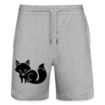 Fuchs Silhouette – Waldtier Minimal Motiv - Stanley/Stella Unisex Bio Joggingshorts Trainer  - Grau meliert - Vorne - Nik (191cm) & Marisol (170cm)