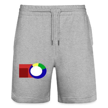 Abstrakte_Rundform_schubst_das_Eckige - Stanley/Stella Unisex Bio Joggingshorts Trainer  - Grau meliert - Vorne - Nik (191cm) & Marisol (170cm)