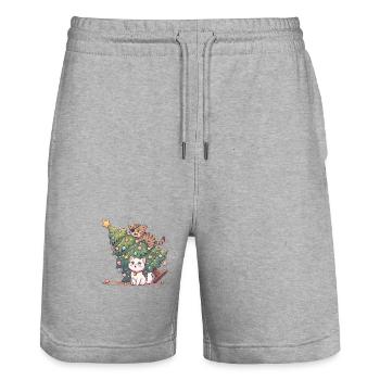 O Tannenbaum! Süße Katzen & Weihnachtschaos - Stanley/Stella Unisex Bio Joggingshorts Trainer  - Grau meliert - Vorne - Nik (191cm) & Marisol (170cm)