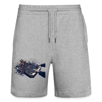 Abstrakte florale Tastatur und Klangenergie - Stanley/Stella Unisex Bio Joggingshorts Trainer  - Grau meliert - Vorne - Nik (191cm) & Marisol (170cm)