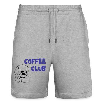 Illustration de chien du Coffee Club - Short de jogging bio TRAINER Stanley/Stella unisexe - gris chiné - Devant - Nik (191cm) & Marisol (170cm)