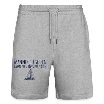 Männer die Segeln haben die schönsten Frauen - Stanley/Stella Unisex Bio Joggingshorts Trainer  - Grau meliert - Vorne - Nik (191cm) & Marisol (170cm)
