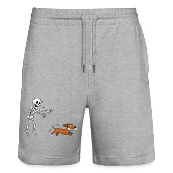 Halloween, Dachshund, Skeleton - Stanley/Stella Trainer Unisex Organic Jogging Shorts - heather grey - Front - Nik (191cm) & Marisol (170cm)