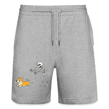 Halloween, Cprgi, Skelett - Stanley/Stella Unisex Bio Joggingshorts Trainer  - Grau meliert - Vorne - Nik (191cm) & Marisol (170cm)