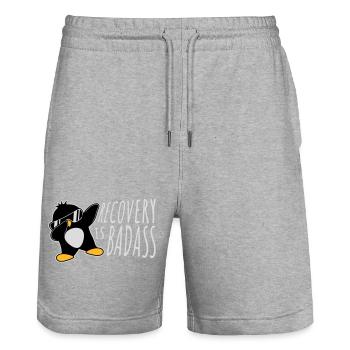 Recovery Is Badass Pinguin Dabbing Dab Dance Pose - Stanley/Stella Unisex Bio Joggingshorts Trainer  - Grau meliert - Vorne - Nik (191cm) & Marisol (170cm)