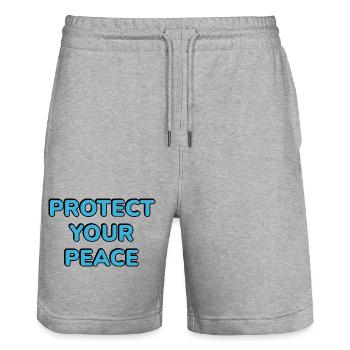 Protect Your Peace - Stanley/Stella Trainer Unisex Organic Jogging Shorts - heather grey - Front - Nik (191cm) & Marisol (170cm)