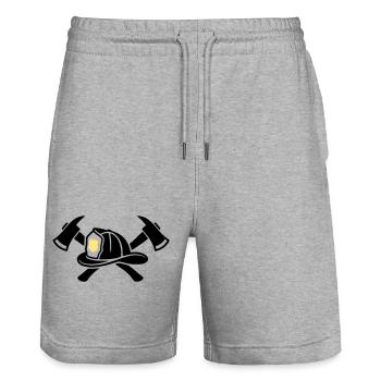 Firefighter Helmet Aexte Graphic - Stanley/Stella Trainer Unisex Organic Jogging Shorts - heather grey - Front - Nik (191cm) & Marisol (170cm)