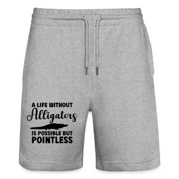 Life Without Alligators - Stanley/Stella Unisex Bio Joggingshorts Trainer  - Grau meliert - Vorne - Nik (191cm) & Marisol (170cm)